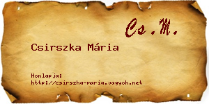 Csirszka Mária névjegykártya